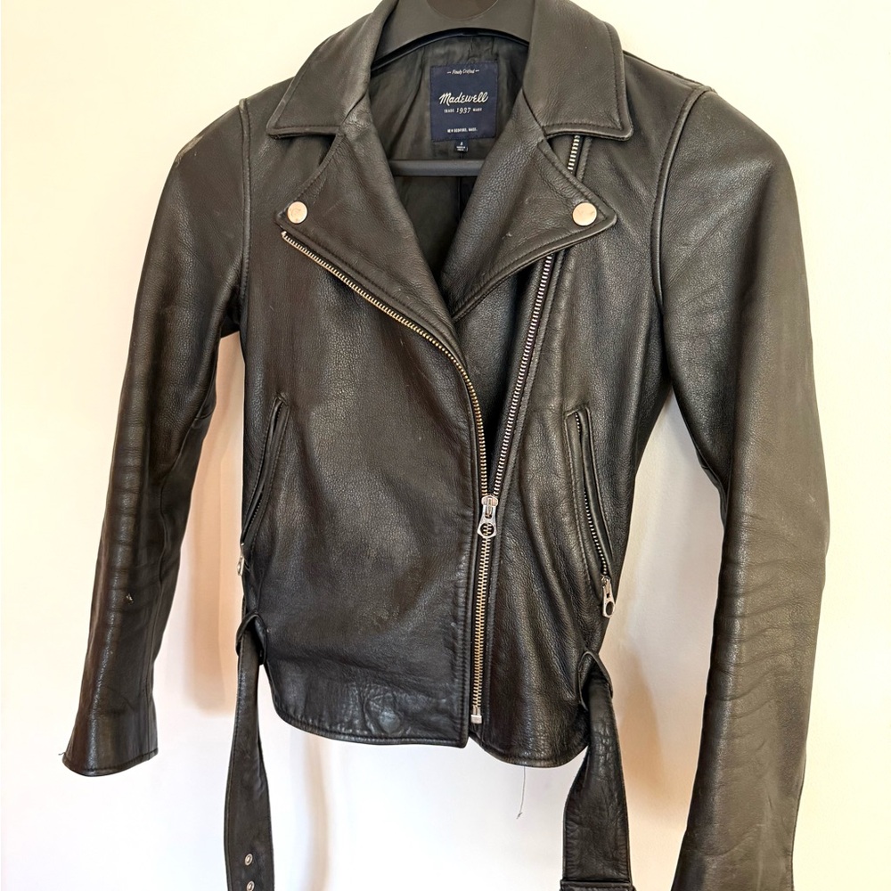 Madewell black Leather Biker Jacket Small
